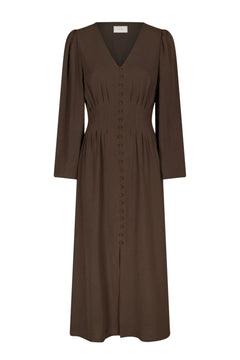 Annelie Solid Crepe Dress - Dark Brown