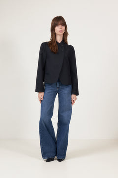 Tiria Slim Pinstripe Blazer - Dark Navy