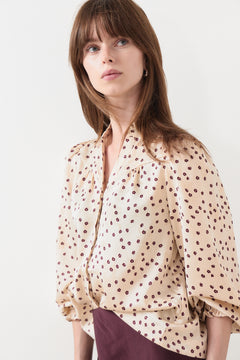 Astrida Flower Jacquard Blouse - Creme