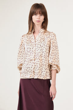 Astrida Flower Jacquard Blouse - Creme