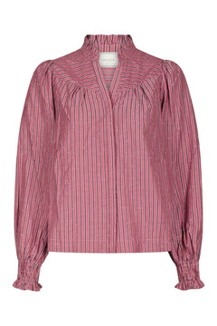 Astrida Soft Stripe Stone Blouse - Dark Rose