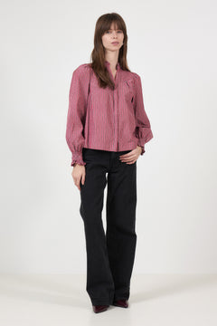 Astrida Soft Stripe Stone Blouse - Dark Rose