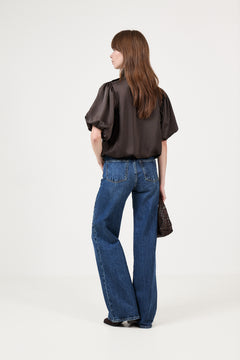 Parisa Heavy Sateen Blouse - Dark Brown