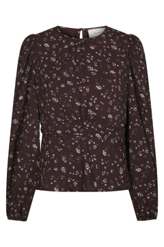 Delphine Flowerbunch Blouse - Chocolate Plum