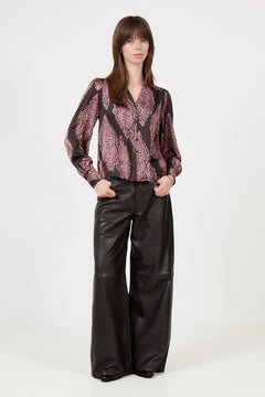Massima Paisley Drop Blouse - Dark Brown/Evening Rose