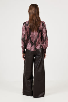 Massima Paisley Drop Blouse - Dark Brown/Evening Rose