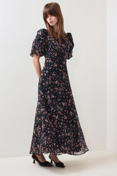 Kikka Mini Flower Dress - Black