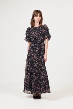 Kikka Mini Flower Dress - Black