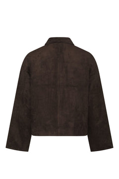 Titan Faux Suede Leather Jacket - Dark Brown