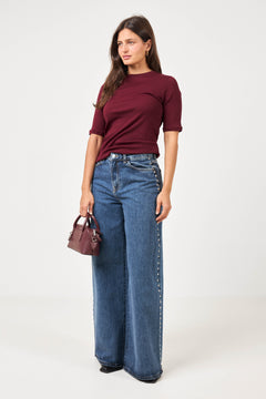 Marianne Rib Tee - Plum