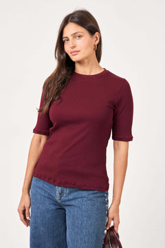 Marianne Rib Tee - Plum