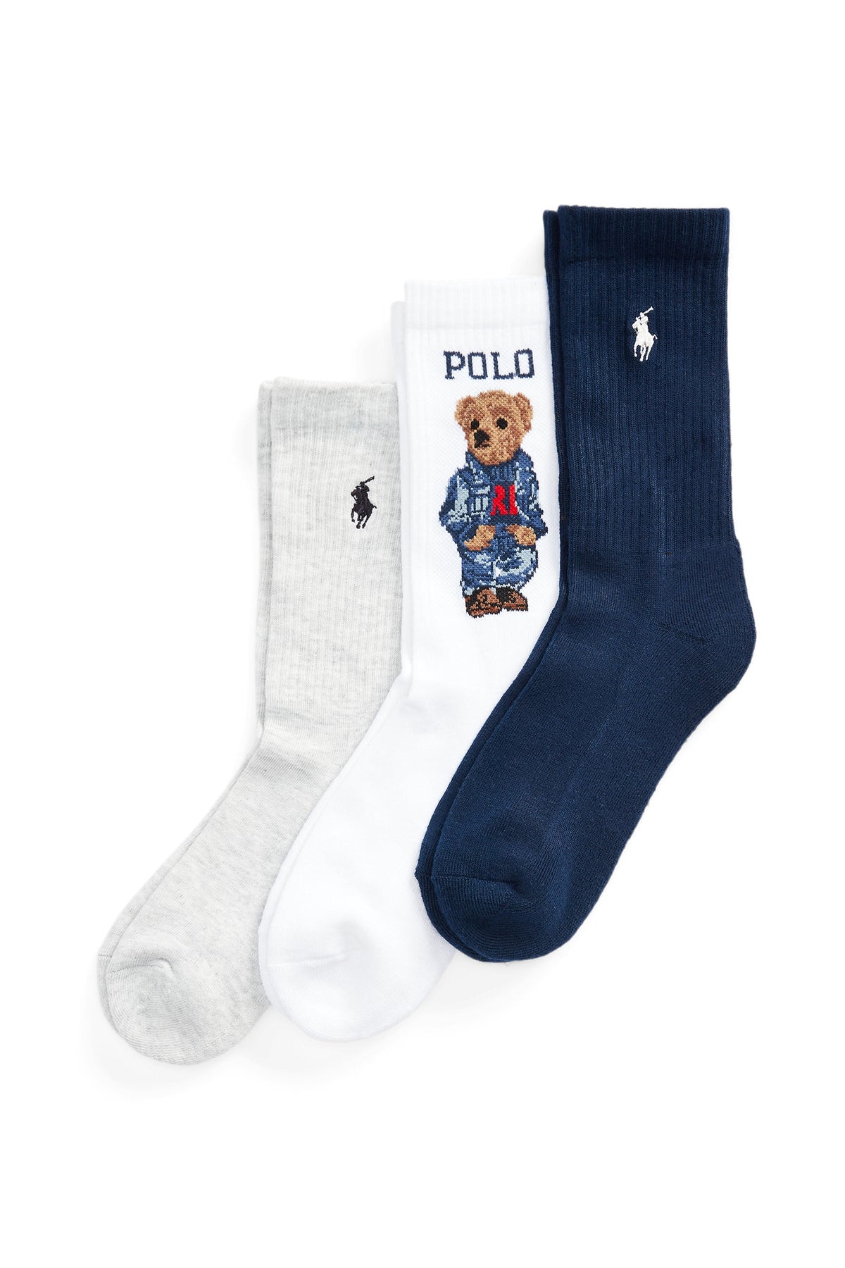 3 Pk Americana Bear Crew Socks - Whast