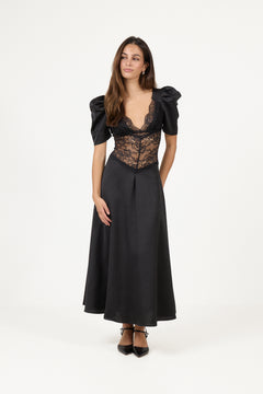 Francis Lace Midi Dress - Black