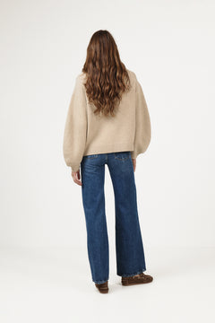 Charlie Wool Zip Knit - Beige Melange