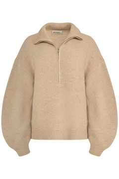 Charlie Wool Zip Knit - Beige Melange