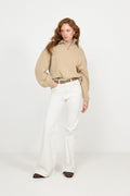 Charlie Wool Zip Knit - Beige Melange