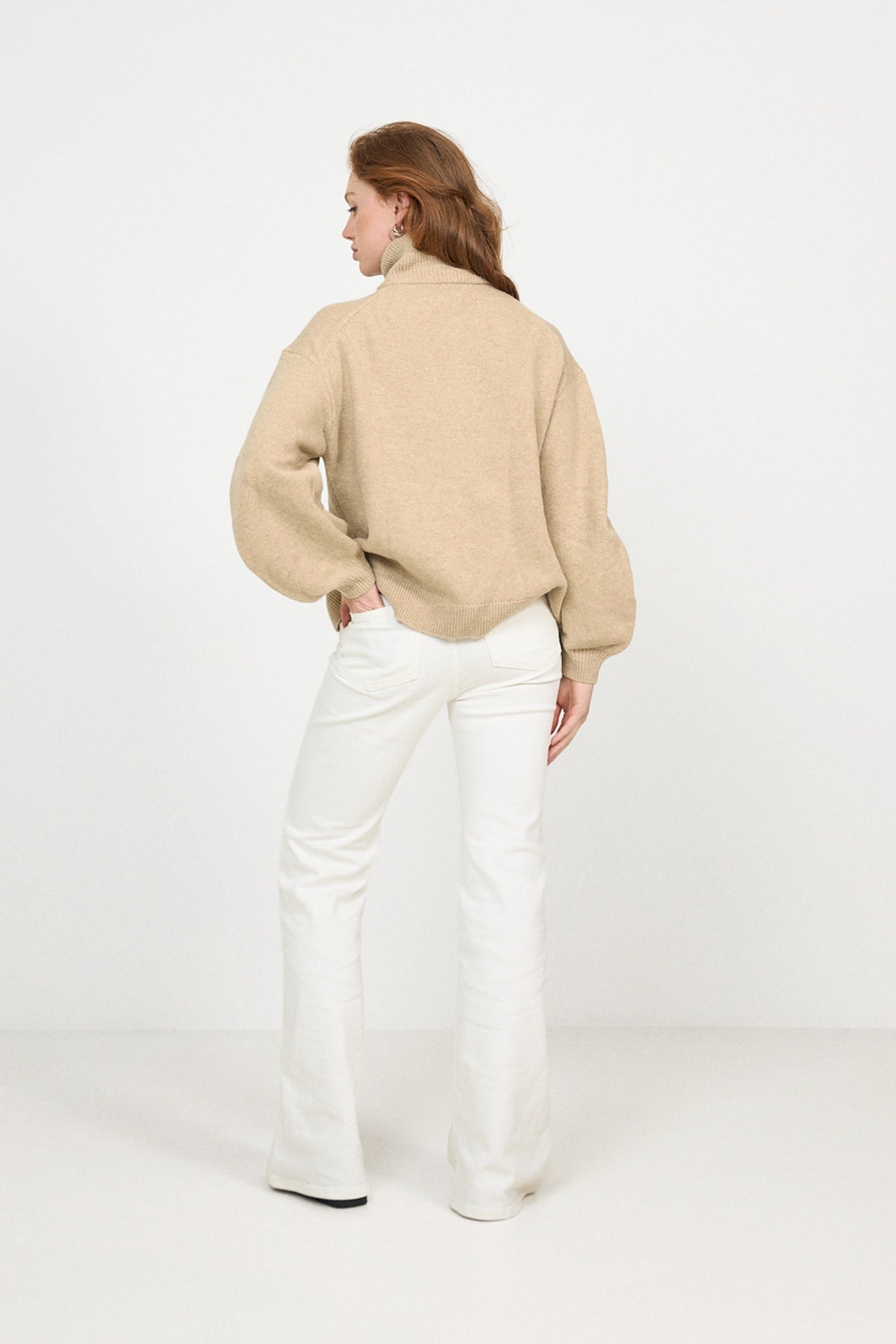 Charlie Wool Zip Knit - Beige Melange