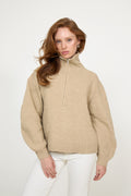 Charlie Wool Zip Knit - Beige Melange