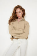 Charlie Wool Zip Knit - Beige Melange