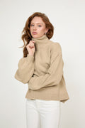 Charlie Wool Zip Knit - Beige Melange