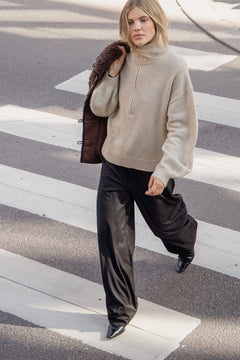 Charlie Wool Zip Knit - Beige Melange