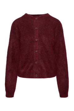 Mira Ls Knit O-Neck Cardigan - Tawny Port