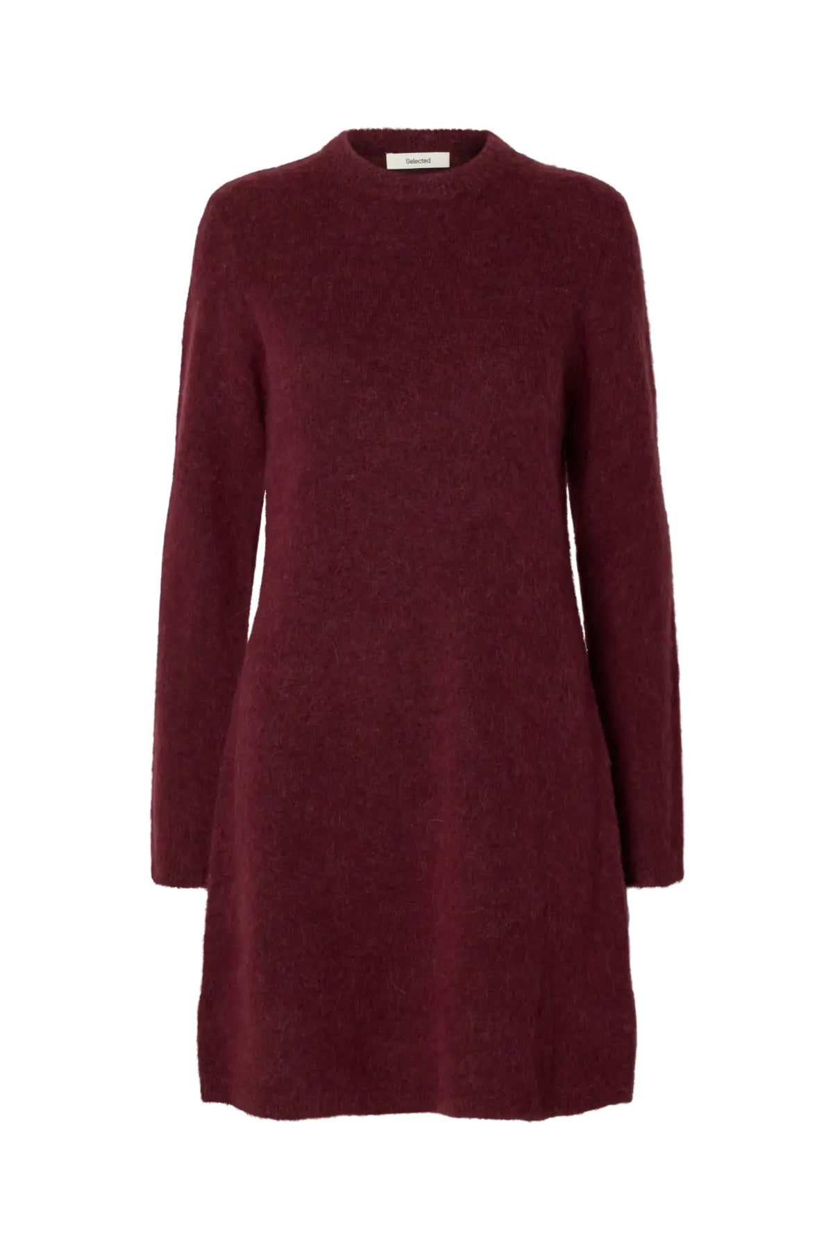 Lulu Brushed O-Neck Ls Dress - Tawny Port Melange