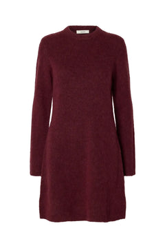 Lulu Brushed O-Neck Ls Dress - Tawny Port Melange