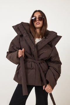 Steilia Brushed Down Jkt - Dk Brown