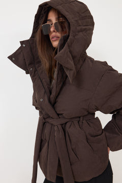 Steilia Brushed Down Jkt - Dk Brown