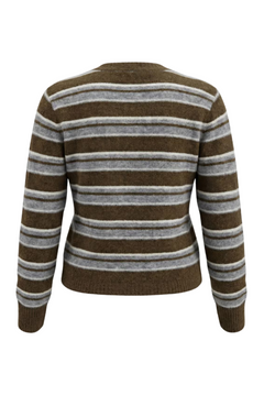 Enada Ls Cardigan St 7454 - Olive Stripe