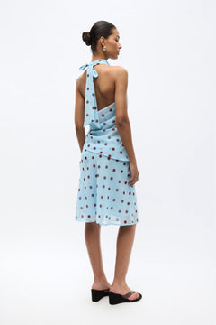 Enyarsi Tie Top 7349 - Blue Maroon Polka Dot
