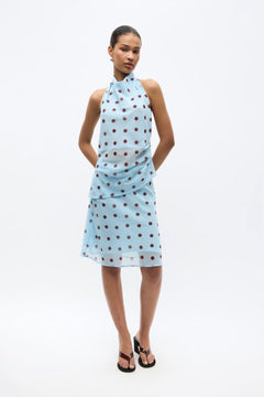 Enyarsi Tie Top 7349 - Blue Maroon Polka Dot