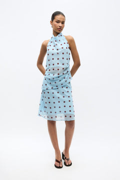 Enyarsi Tie Top 7349 - Blue Maroon Polka Dot