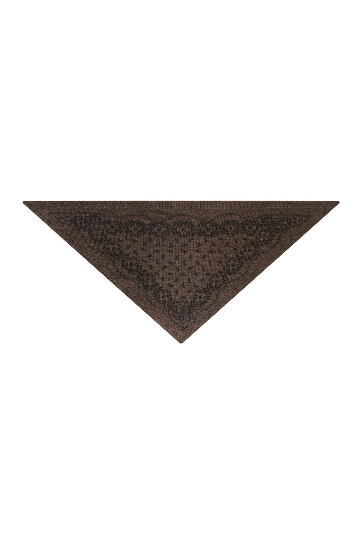Ariya Paisley Knit Scarf - Brown Melange