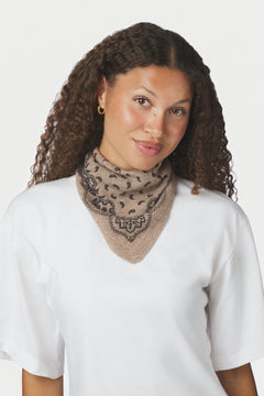 Ariya Paisley Knit Scarf - Beige Melange