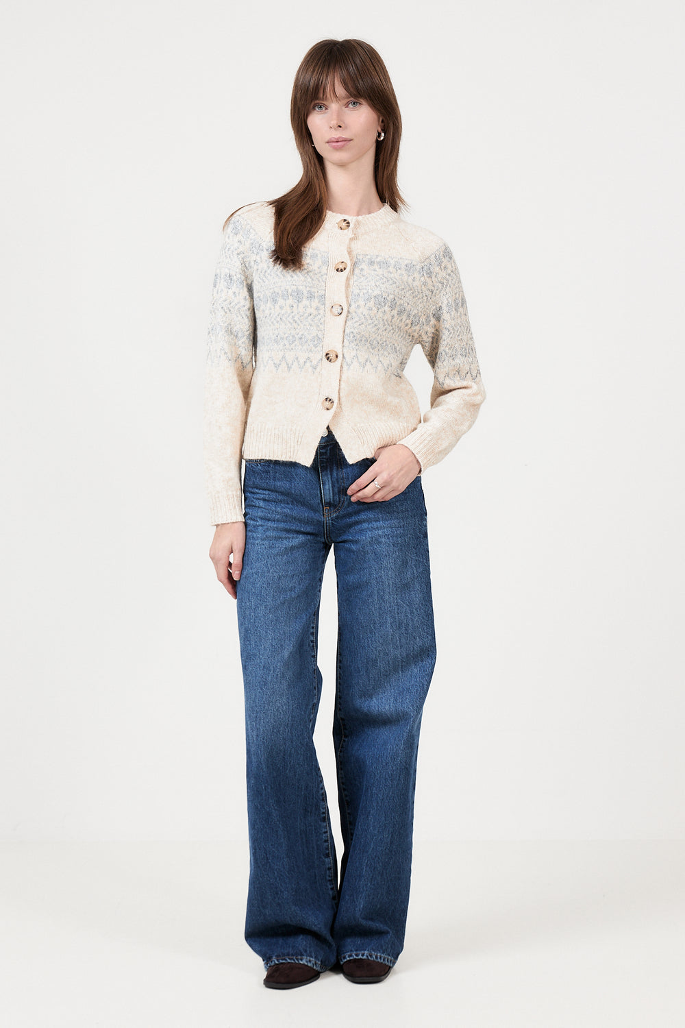Charmainepw Cardigan - Whitecap/grey Jaquard