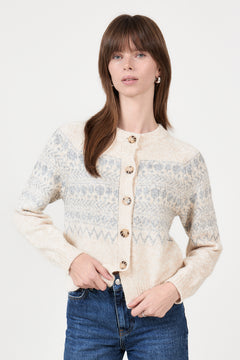 Charmainepw Cardigan - Whitecap/grey Jaquard