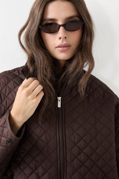 Oversized Quilted Jacket - Chocolate
