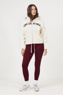 Varsity Sweat Zip Hood - Cream