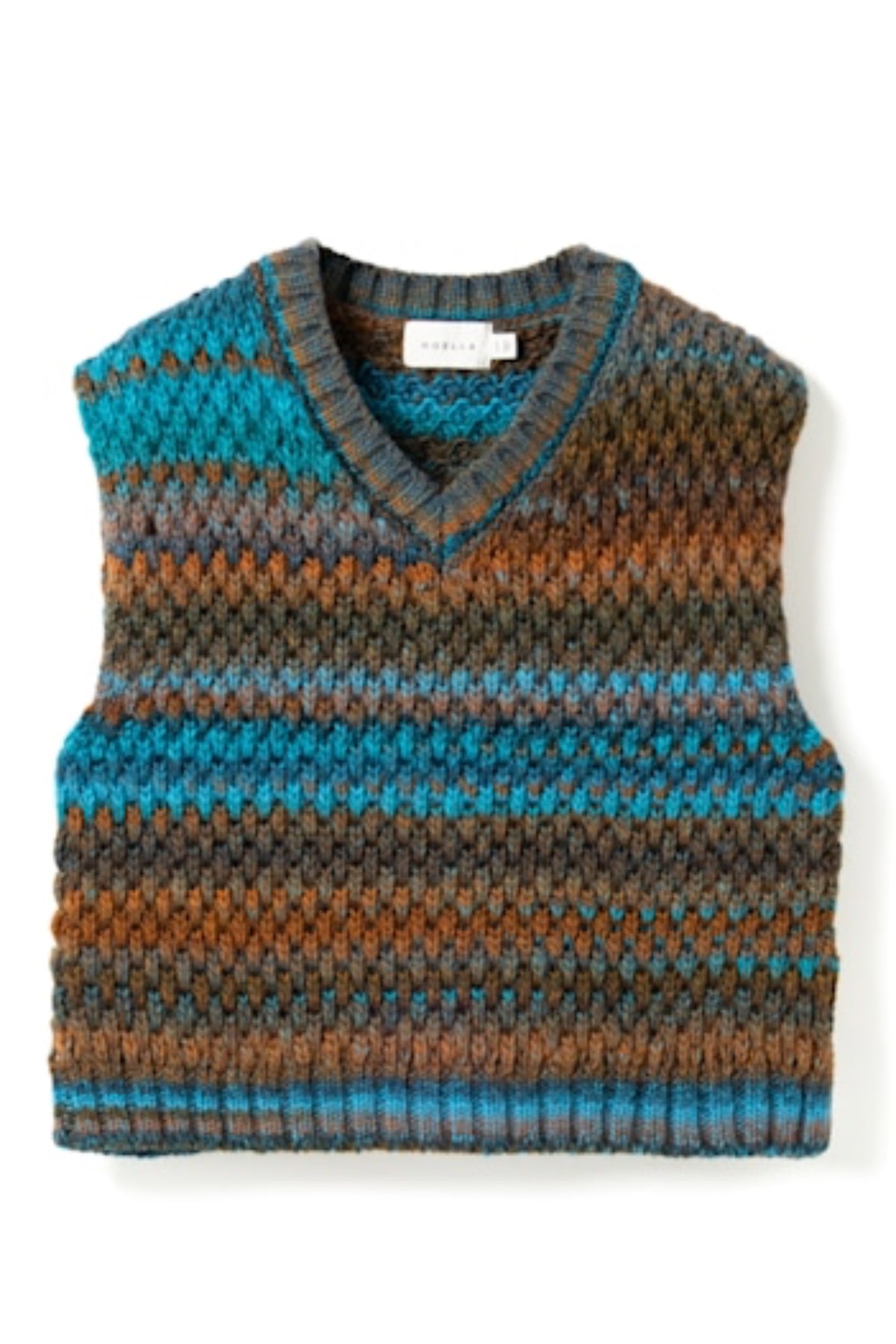 Gio Knit Vest - Turquoise Brown Mix