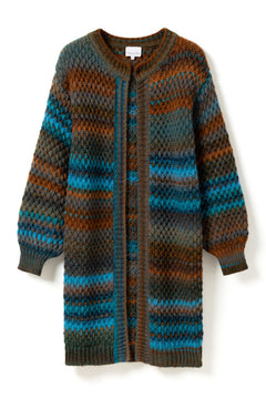 Gio Knit Cardigan - Turquoise Brown Mix