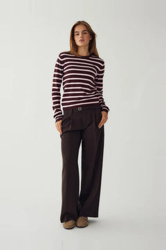 N-Muna Ls Knit - Dannia Blush Chocolate Stripe