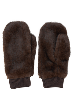 Aase Faux Fur Mittens - Brown