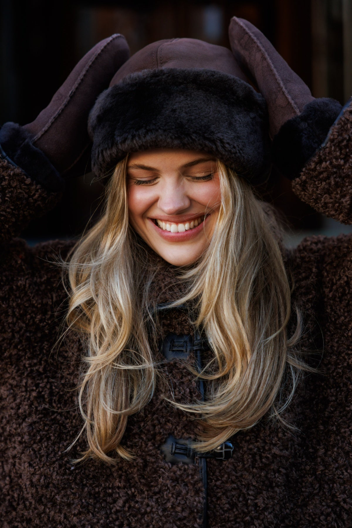 Mina Shearling Harka Hat - Brown