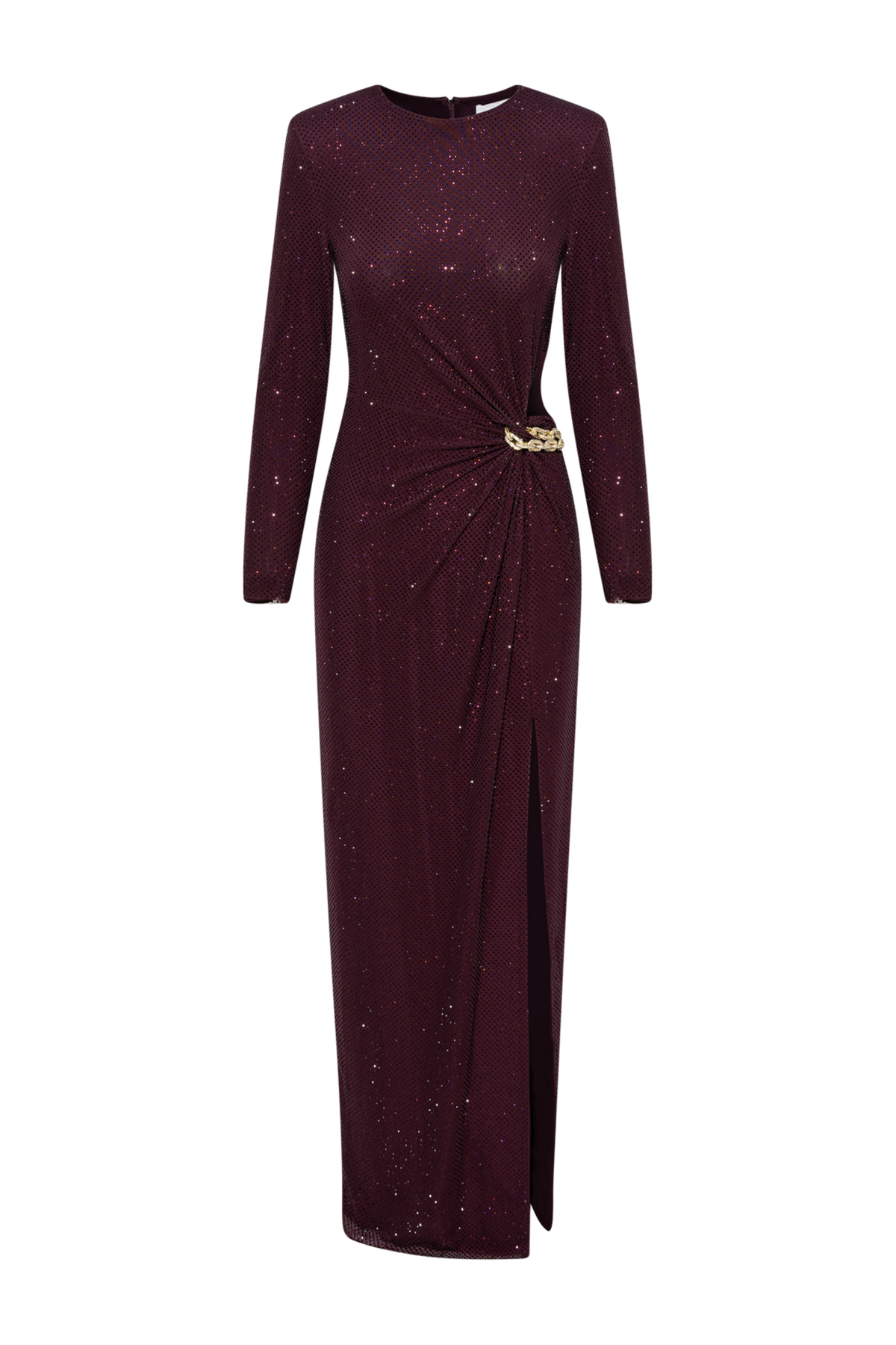 Burgundy Rhinestone Embellished Maxi Dress - Burgundy