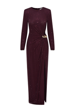 Burgundy Rhinestone Embellished Maxi Dress - Burgundy