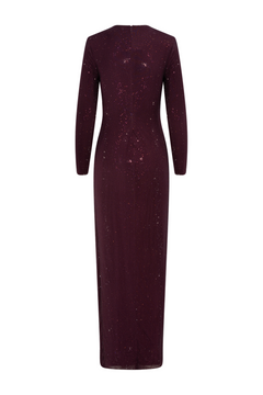 Burgundy Rhinestone Embellished Maxi Dress - Burgundy