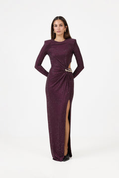 Burgundy Rhinestone Embellished Maxi Dress - Burgundy