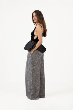 Black Velvet Bubble Hem Top - Black